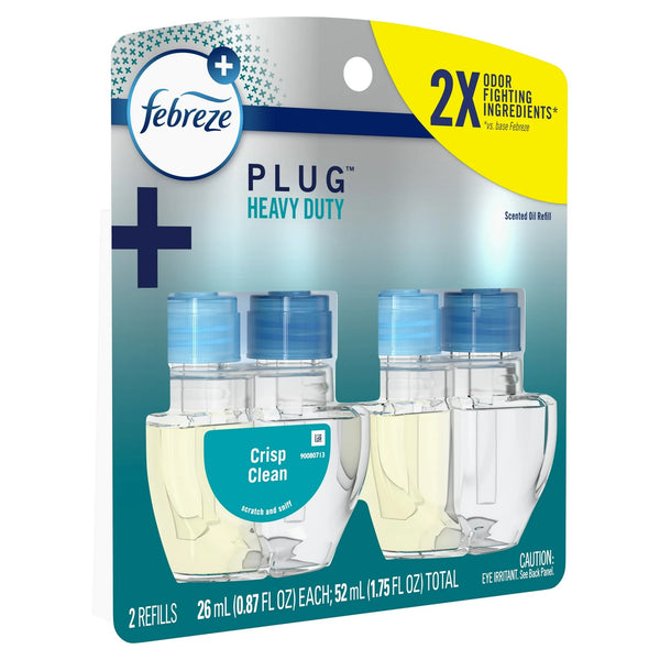 Plug In Air Freshener, Odor-Fighting Scented Oil Refill, Heavy Duty Crisp Clean - 1 pack - 2 count per pack - plus 3 My Outlet Mall Resealable Storage Pouches