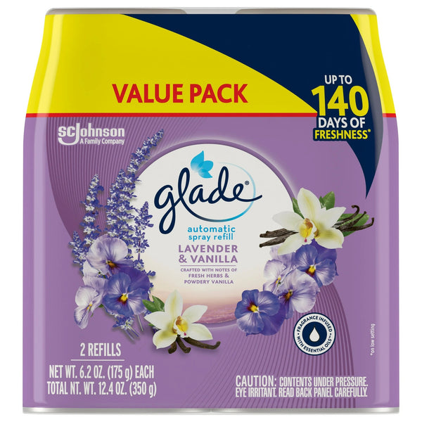 Automatic Spray Refills, Air Freshener, Infused with Essential Oils, Lavender & Vanilla - 2 packs - 2 count per pack - plus 3 My Outlet Mall Resealable Storage Pouches