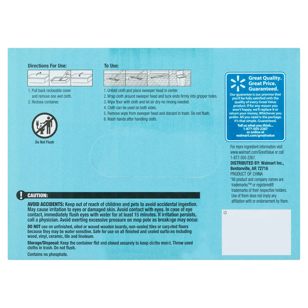Wet Mopping Cloth Refills - 1 pack - 38 count per pack - plus 3 My Outlet Mall Resealable Storage Pouches