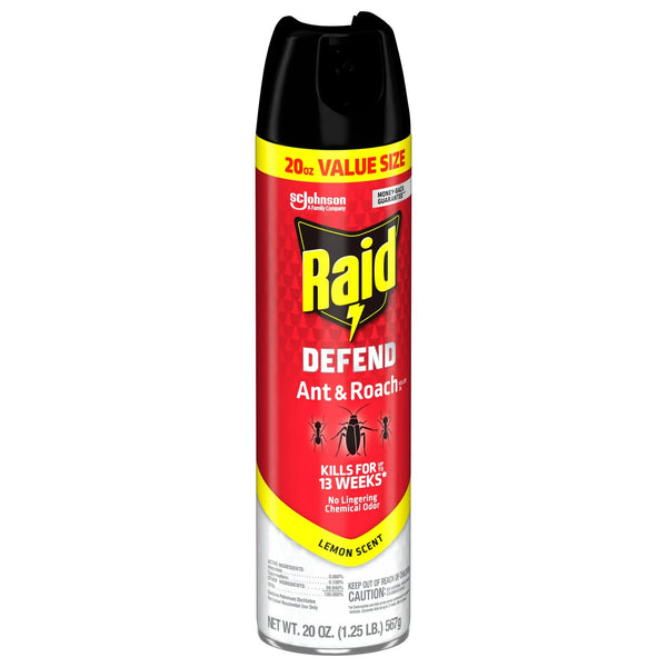 Defend Ant & Roach Killer, Indoor Insecticide, Residual Killing Power, Lemon Scent - 2 packs - 20 oz per pack - plus 3 My Outlet Mall Resealable Storage Pouches