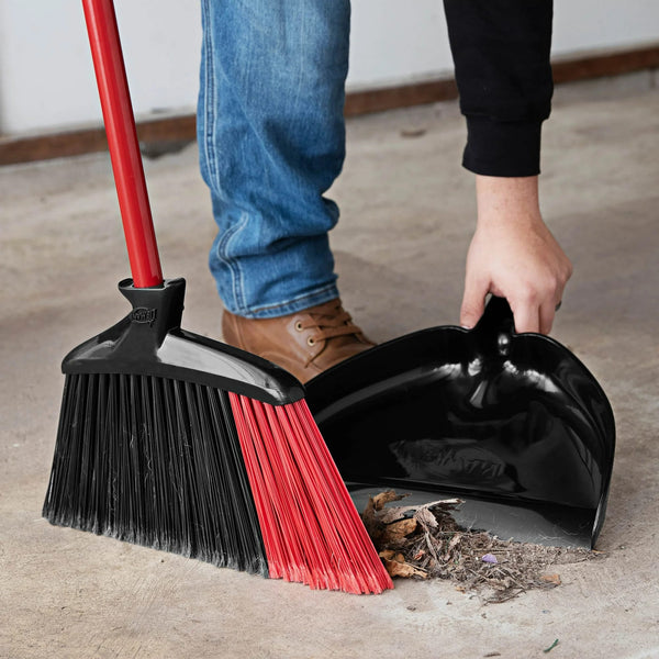 High Power Angle Broom & Dustpan Steel Handle 13.75 in. Wide Red Black - 1 pack - plus 3 My Outlet Mall Resealable Storage Pouches