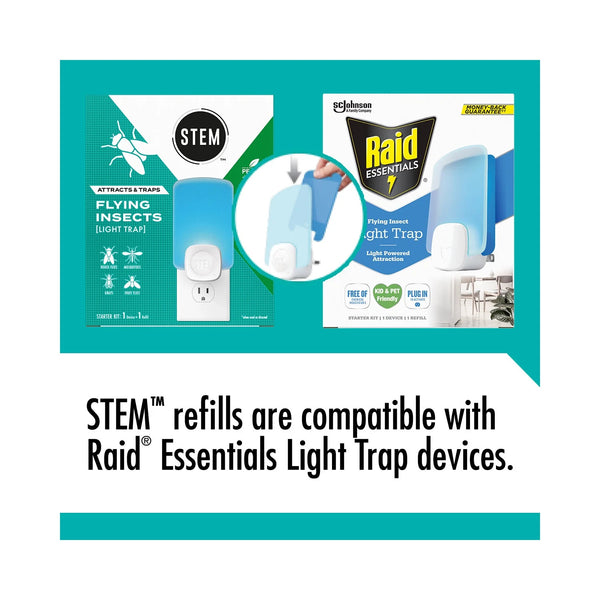 Light Trap, Attracts and Traps Flying Insects, Emits Soft Blue Light, [Includes Starter Kit with 1 Light Trap and 2 Cartridges]- 1 pack - plus 3 My Outlet Mall Resealable Storage Pouches