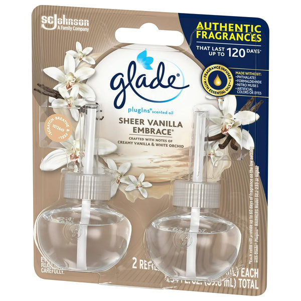 PlugIns Scented Oil, Sheer Vanilla Embrace, Infused with Essential Oils, 2 Refills - 3 packs - plus 3 My Outlet Mall Resealable Storage Pouches