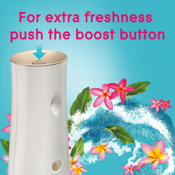 Automatic Spray Air Freshener Starter Kit, 1 Holder and 1 Refill, Aqua Waves, Fragrance Infused with Essential Oils - 2 packs -plus 3 My Outlet Mall Resealable Storage Pouches