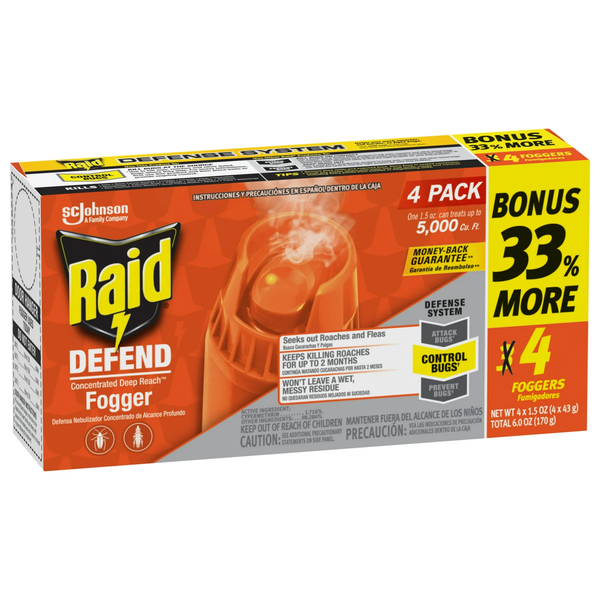 Concentrated Deep Reach Pest Insect Killer & Roach Fogger -  2 packs -4 cans per pack plus 3 My Outlet Mall Resealable Storage Pouches