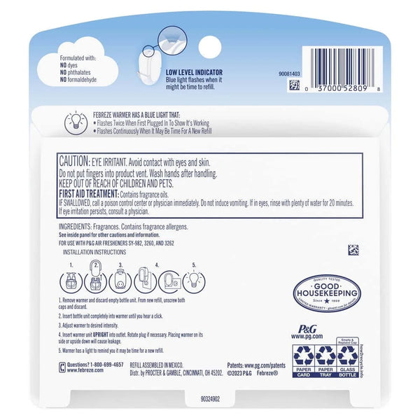 Plug In Air Freshener, Odor-Fighting Scented Oil Refill, Ocean Scent, 2 Refills - 1 pack - plus 3 My Outlet Mall Resealable Storage Pouches