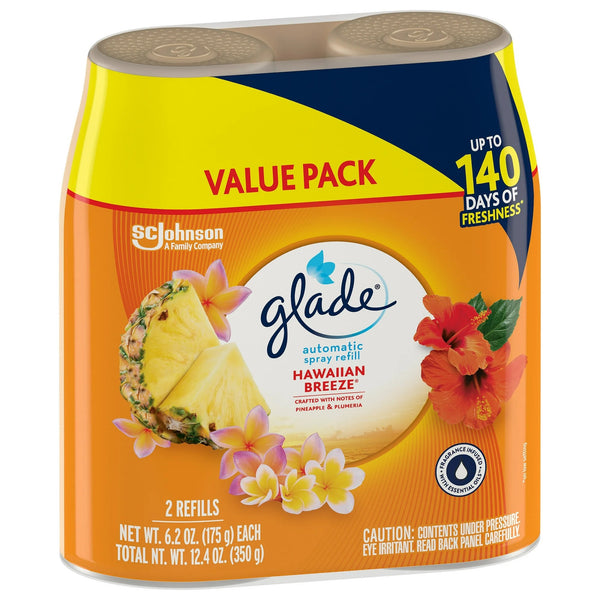 Automatic Spray Refills, Air Freshener, Infused with Essential Oils, Hawaiian Breeze - 1 pack - 2 count per pack - plus 3 My Outlet Mall Resealable Storage Pouches