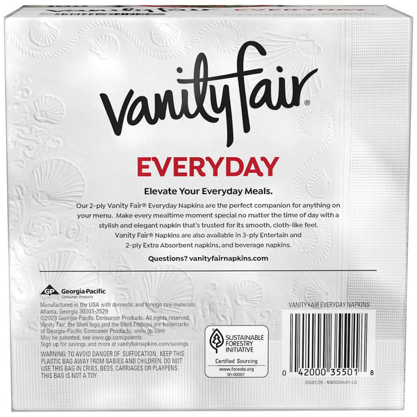 Everyday Paper Napkins, White, Soft and Smooth Disposable Napkins - 2 packs - 100 Count per pack - plus 3 My Outlet Mall Resealable Storage Pouches