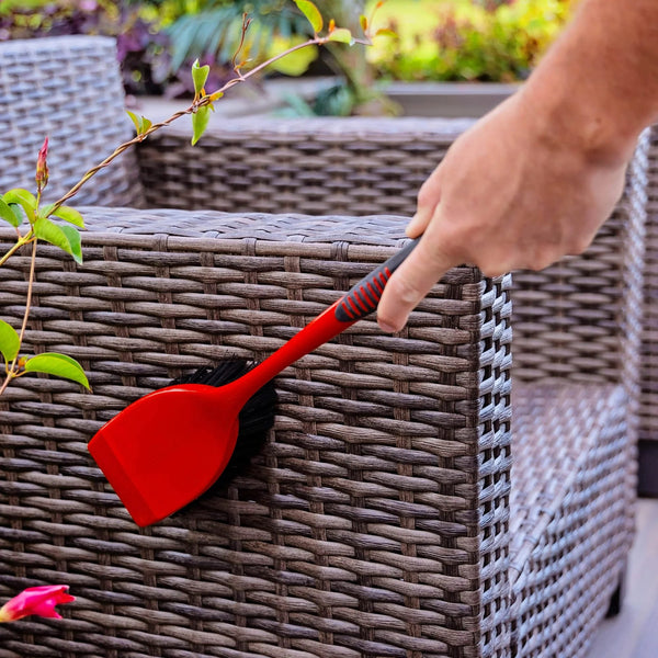 Long Handle Utility Scrub Brush Red Black Polypropylene Handle 3.75 in. Width - 1 pack - plus 3 My Outlet Mall Resealable Storage Pouches