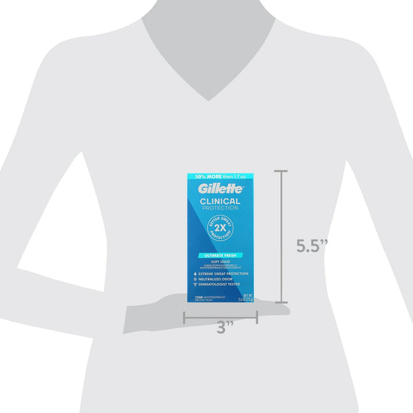 Antiperspirant Deodorant for Men, Clinical Soft Solid, Ultimate Fresh, 72 Hr. Sweat Protection - 1 pack - 2.6 oz per pack - plus 3 My Outlet Mall Resealable Storage Pouches