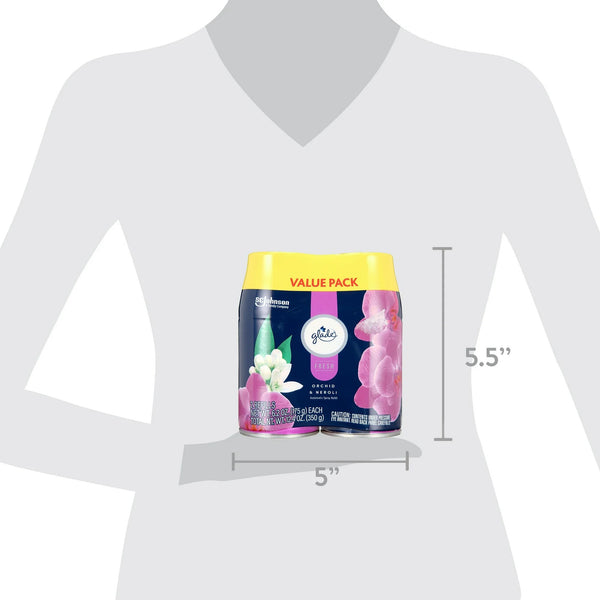 Automatic Spray Refill, Air Freshener, Infused with Essential Oils, Orchid & Neroli - 2 packs - 2 count per pack - plus 3 My Outlet Mall Resealable Storage Pouches