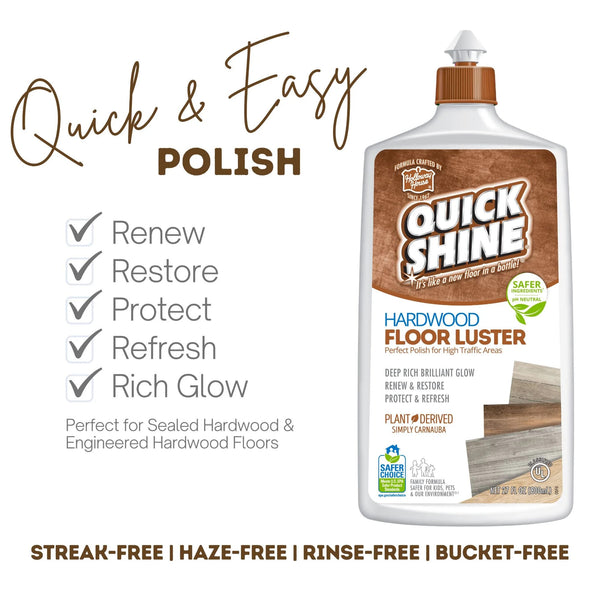 Hardwood Floor Luster, Pfas-Free Formula Floor Polish with Plant-Derived Carnauba - 1 pack - 27 oz per pack - plus 3 My Outlet Mall Resealable Storage Pouches