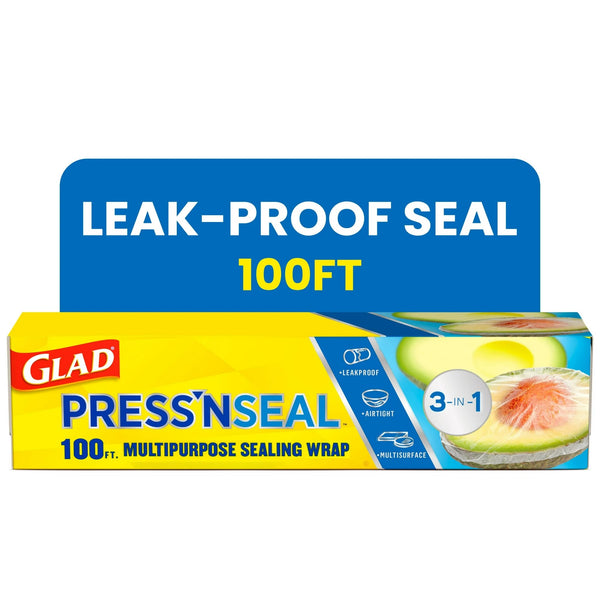 Press'n Seal Plastic Food Wrap - 1 pack -  100 sq ft Roll per pack - plus 3 My Outlet Mall Resealable Storage Pouches
