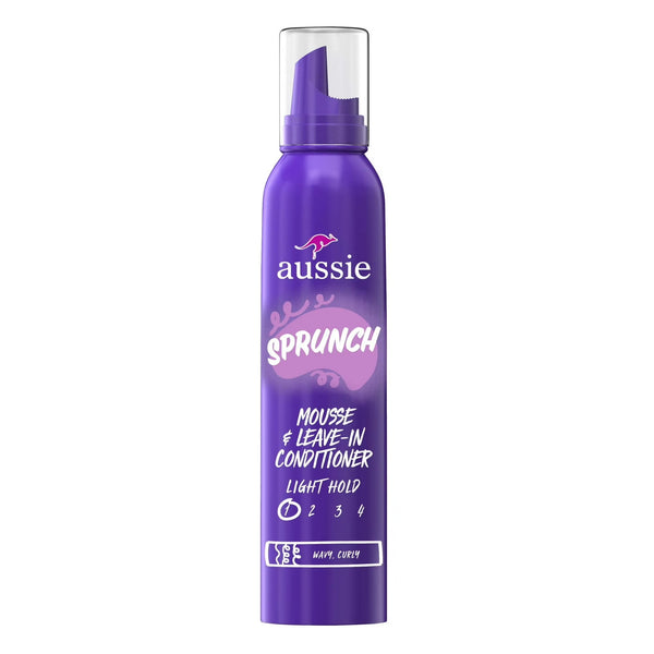 Sprunch Mousse & Leave-in Conditioner for Curly & Wavy Hair, Unisex - 2 packs - 6 oz per pack - plus 3 My Outlet Mall Resealable Storage Pouches