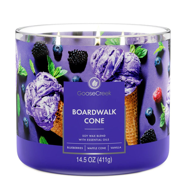 Boardwalk Cone Scented 3-Wick Jar Candle - 1 pack - 14.5 oz per pack - plus 3 My Outlet Mall Resealable Storage Pouches