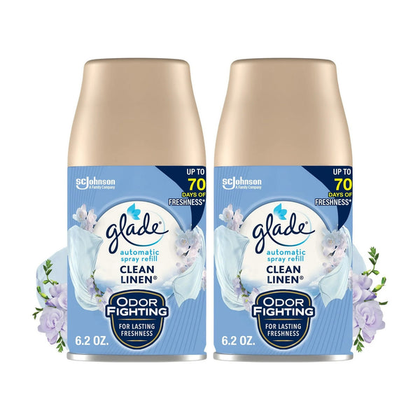 Automatic Spray Refills, Air Freshener, Infused with Essential Oils, Clean Linen - 2 packs - 2 count per pack - plus 3 My Outlet Mall Resealable Storage Pouches