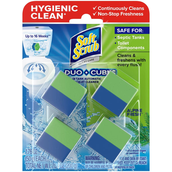 In-Tank Toilet Cleaner Duo-Cubes, Alpine Fresh - 1 pack -  4 count per pack - plus 3 My Outlet Mall Resealable Storage Pouches