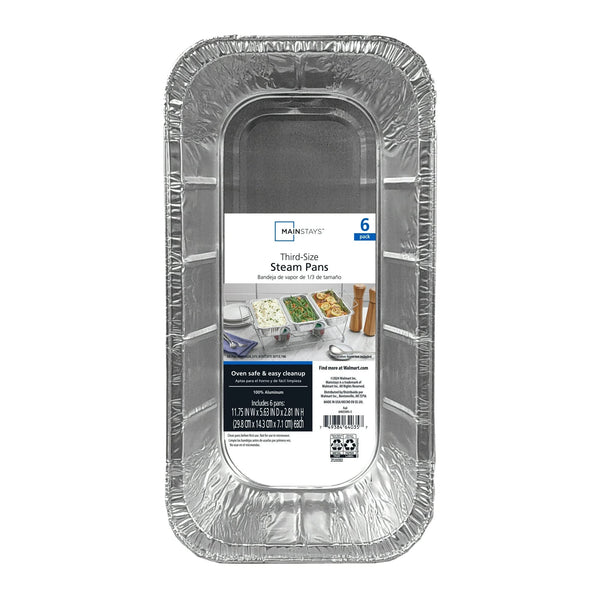 Aluminum Foil 1/3 Steam Table Pan 12.63" x 6.5" - 1 pack - 6 Count per pack - plus 3 My Outlet Mall Resealable Storage Pouches