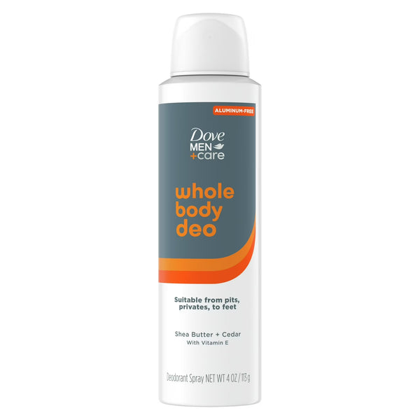 Men +Care Whole Body Deodorant Spray for Men Shea Butter & Cedar - 1 pack - 4 oz per pack - plus 3 My Outlet Mall Resealable Storage Pouches
