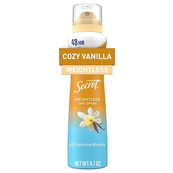 Dry Spray Antiperspirant Deodorant, Vanilla and Argan Oil - 1 pack - 4.1 oz per pack - plus 3 My Outlet Mall Resealable Storage Pouches