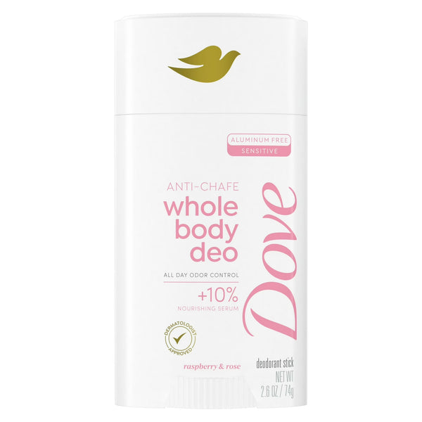 Aluminum Free Whole Body Deo Anti-Chafe Deodorant Stick for Women Raspberry & Rose - 2 packs - 2.6 oz per pack - plus 3 My Outlet Mall Resealable Storage Pouches