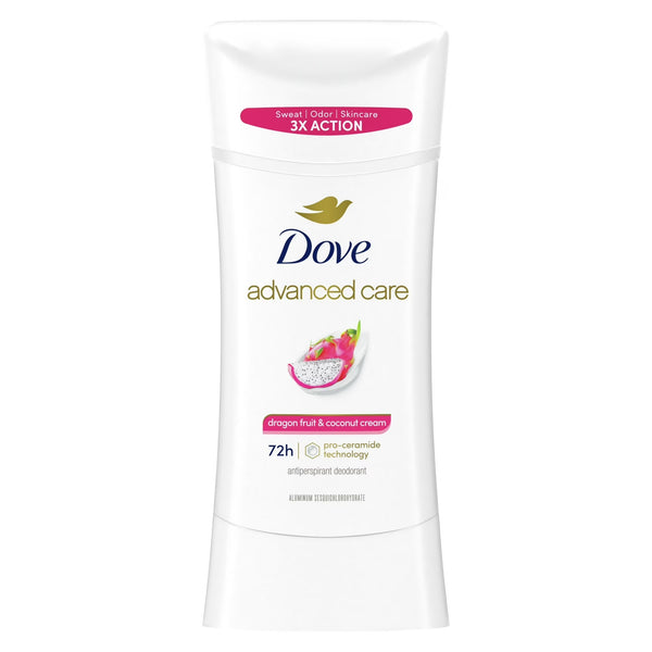 Advanced Care Antiperspirant Deodorant Stick for Women Dragon Fruit & Coconut Cream - 3 packs - 2.6 oz per pack - plus 3 My Outlet Mall Resealable Storage Pouches