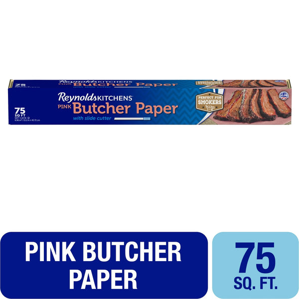 Kitchens Butcher Paper for Smoking Meat with Slide Cutter, Pink, 75 square feet - 1 pack - plus 3 My Outlet Mall Resealable Storage Pouches