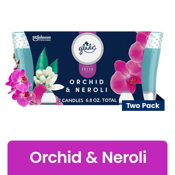 Orchid & Neroli, Fresh Collection, 2 Candles - 1 pack - plus 3 My Outlet Mall Resealable Storage Pouches
