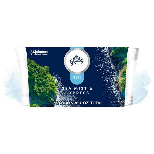 Sea Mist & Cypress, Fresh Collection Candles, 2 Candles - 1 pack - plus 3 My Outlet Mall Resealable Storage Pouches
