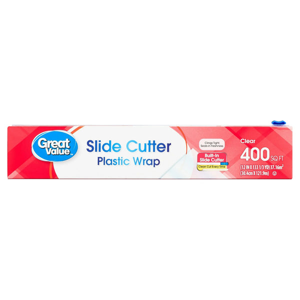 Slide Cutter Plastic Wrap - 1 pack -  400 square feet per pack - plus 3 My Outlet Mall Resealable Storage Pouches