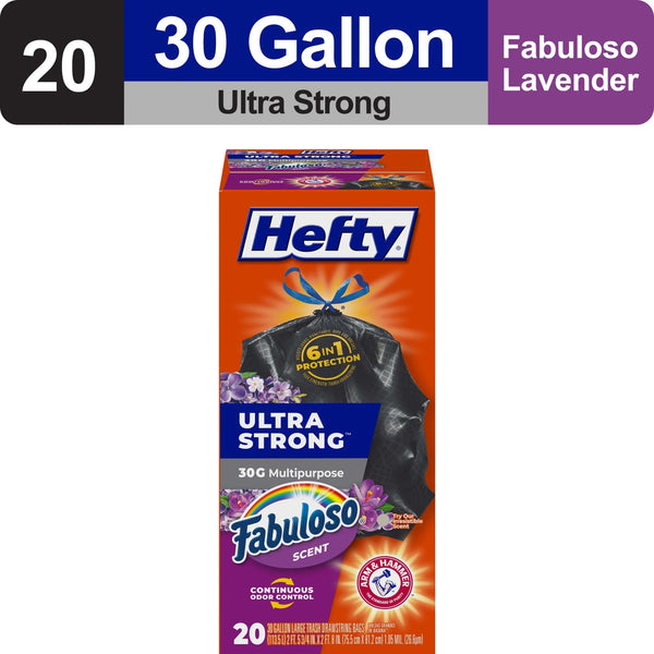Ultra Strong 30-gallon Trash Bags, Black Large Trash Bags, Fabuloso Scent - 2 packs - 20 count per pack - plus 3 My Outlet Mall Resealable Storage Pouches