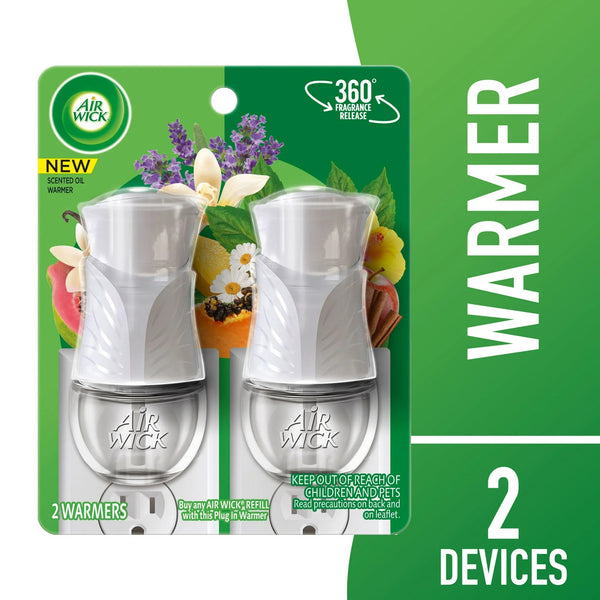 Plug-in Scented Oil Warmer, Air Freshener with Essential Oils, White - 2 packs - 2 Count per pack - plus 3 My Outlet Mall Resealable Storage Pouches