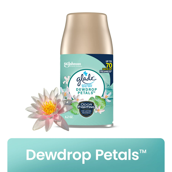 Automatic Spray Air Freshener Refill, Dewdrop Petals - 1 pack - 6.2 oz per pack - plus 3 My Outlet Mall Resealable Storage Pouches