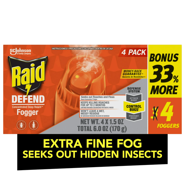 Concentrated Deep Reach Pest Insect Killer & Roach Fogger -  2 packs -4 cans per pack plus 3 My Outlet Mall Resealable Storage Pouches