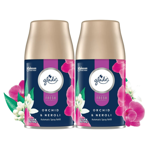 Automatic Spray Refill, Air Freshener, Infused with Essential Oils, Orchid & Neroli - 2 packs - 2 count per pack - plus 3 My Outlet Mall Resealable Storage Pouches