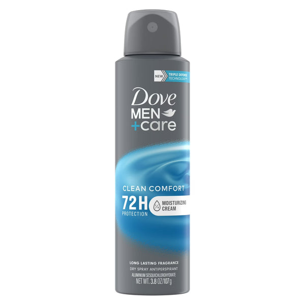 Men+Care Long Lasting Antiperspirant Deodorant Dry Spray, Clean Comfort - 2 packs - 3.8 oz per pack - plus 3 My Outlet Mall Resealable Storage Pouches