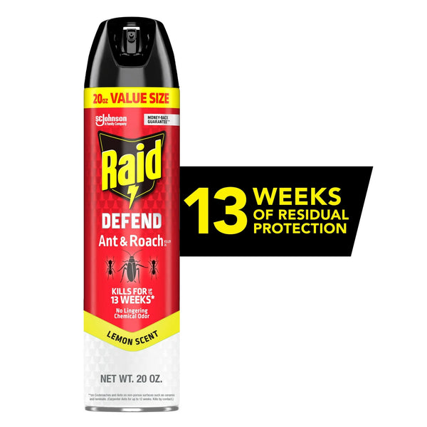 Defend Ant & Roach Killer, Indoor Insecticide, Residual Killing Power, Lemon Scent - 2 packs - 20 oz per pack - plus 3 My Outlet Mall Resealable Storage Pouches