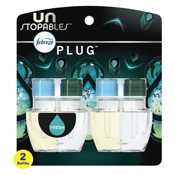 Unstopables Plug Refill Odor-Fighting Air Freshener Fresh Scent - 1 pack - 2 count per pack - plus 3 My Outlet Mall Resealable Storage Pouches
