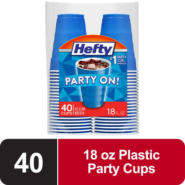 Party On Disposable Plastic Cups, Marine Blue, 18 oz - 1 pack - 40 Count per pack - plus 3 My Outlet Mall Resealable Storage Pouches