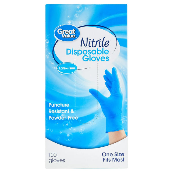 Nitrile Disposable Gloves, One Size - 1 pack - 100 Count - plus 3 My Outlet Mall Resealable Storage Pouches