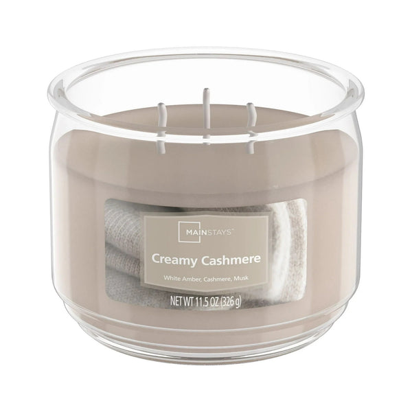 Creamy Cashmere Scented 3-Wick Glass Jar Candle - 2 packs - 11.5 oz per pack - plus 3 My Outlet Mall Resealable Storage Pouches