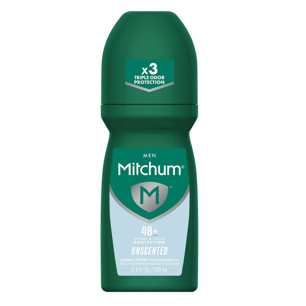 Men’s Triple Odor Protection Antiperspirant & Deodorant Roll-On, Unscented - 1 pack - 3.4 oz per pack - plus 3 My Outlet Mall Resealable Storage Pouches