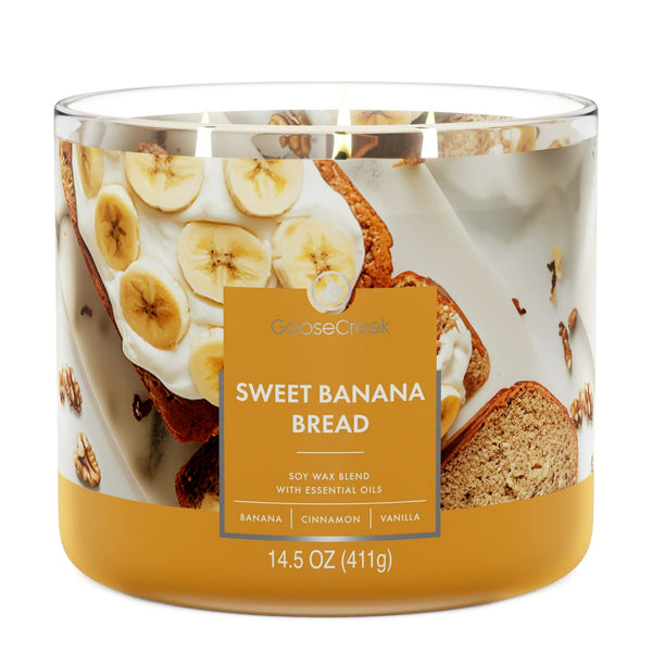 Sweet Banana Bread Scented 3-Wick Jar Candle - 1 pack - 14.5 oz per pack - plus 3 My Outlet Mall Resealable Storage Pouches
