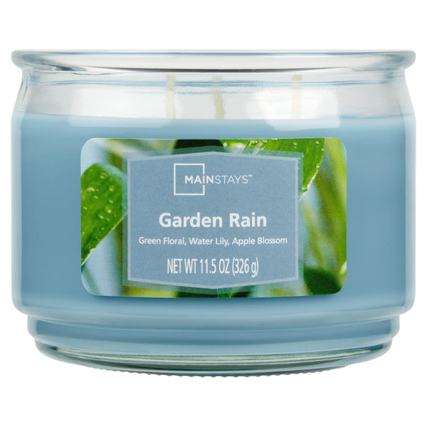 Garden Rain Scented 3-Wick Glass Jar Candle - 2 packs - 11.5 oz per pack - plus 3 My Outlet Mall Resealable Storage Pouches