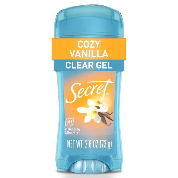 Fresh Clear Gel Antiperspirant Deodorant for Women, Cozy Vanilla Scent - 2 packs - 2.6 oz per pack - plus 3 My Outlet Mall Resealable Storage Pouches