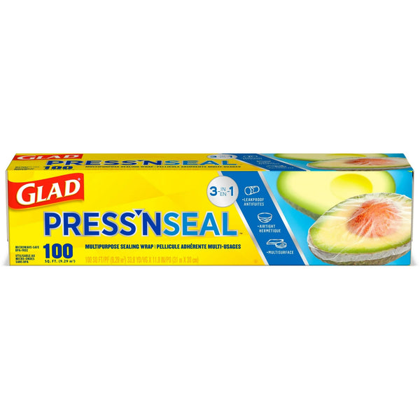Press'n Seal Plastic Food Wrap, 100 sq ft Roll - 1 pack - plus 3 My Outlet Mall Resealable Storage Pouches