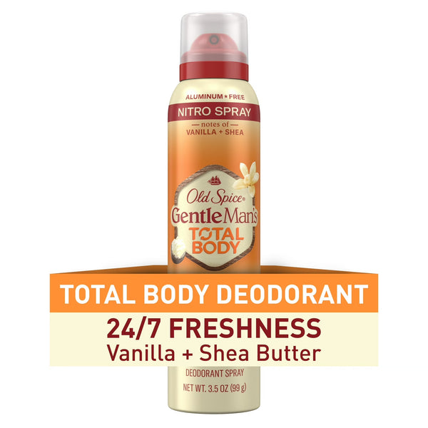 Whole Body Deodorant for Men, Total Body Aluminum Free Spray, Vanilla + Shea - 2 packs - 3 oz per pack - plus 3 My Outlet Mall Resealable Storage Pouches