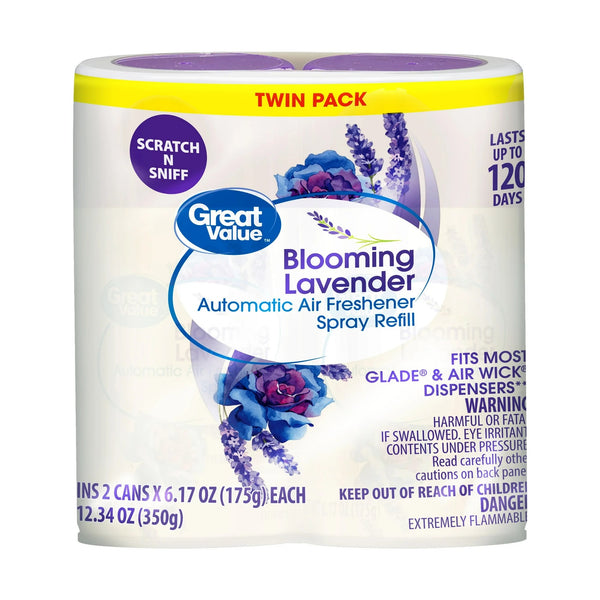 Automatic Air Freshener Spray Refill, Blooming Lavender, Twin Pack - 3 packs - plus 3 My Outlet Mall Resealable Storage Pouches