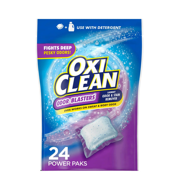 Odor Blasters Odor and Laundry Stain Remover Power Paks- 2 packs - 24 ct per pack - plus 3 My Outlet Mall Resealable Storage Pouches