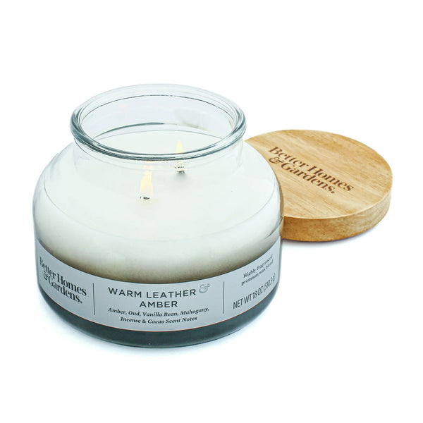 Warm Leather Amber Scented Ombre 2-Wick Bell Jar Candle - 1 pack - 18 oz per pack - plus 3 My Outlet Mall Resealable Storage Pouches